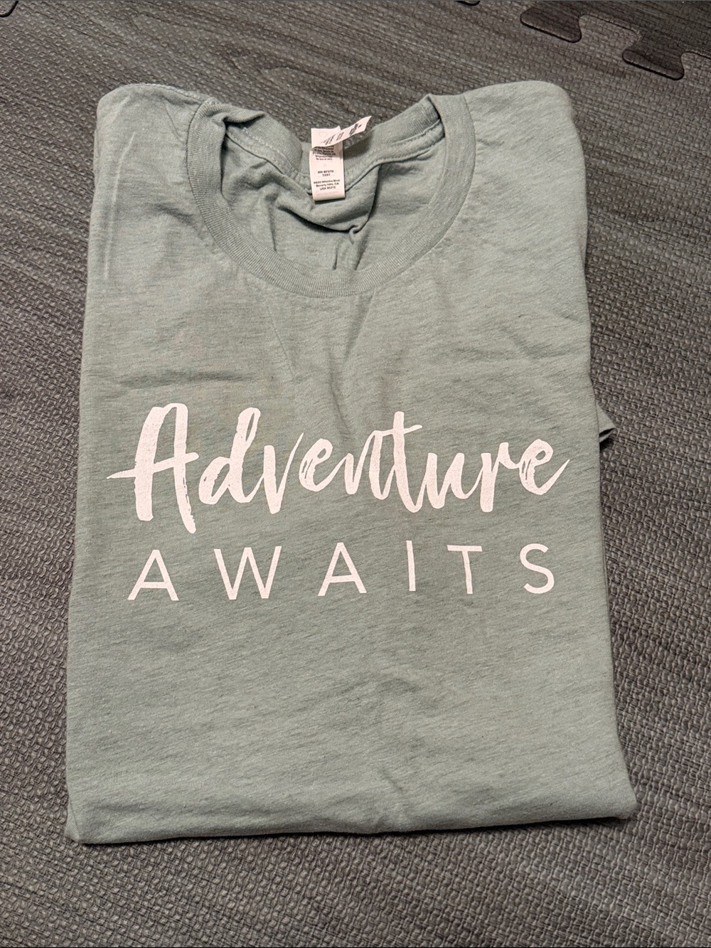 "Adventure Awaits" Graphic Tee - Sage Green